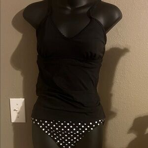 Lands' End Black Strappy Swimsuit top and bottoms